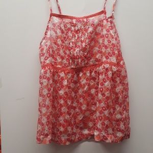 Old Navy spaghetti strap blouse pink flowers s